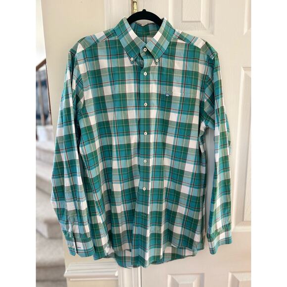 Southern Tide Green Teal Plaid Button Down Dress Shirt - Picture 1 of 6